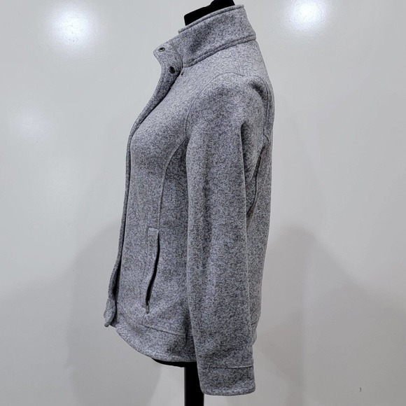 Lands End Grey White Heathered Fleece Lined Jacket Size 6-8 100% Polyester - Picture 8 of 10